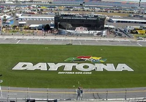 This image shows the infield of the Daytona International Speedway, with 