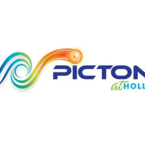 The image shows the logo of "Pictona at Holly Hill" with colorful swirl graphics.