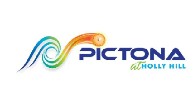 The image shows the logo of "Pictona at Holly Hill" with colorful swirl graphics.