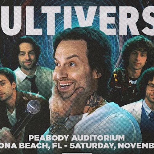 An event poster titled "Multiverse Tour" with performers, taking place at Peabody Auditorium, Daytona Beach, FL, on Saturday, November 29.
