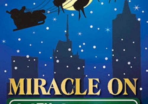 The image shows a Christmas-themed scene with Santa’s sleigh, reindeer, and the text “Miracle on 6th Street” over a city skyline.
