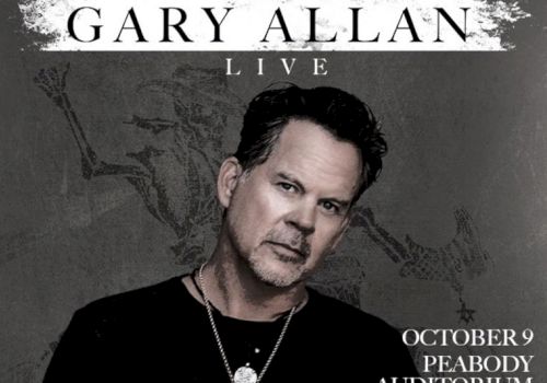 A promotional image for a live performance on October 9 at Peabody Auditorium, featuring a performer whose name is displayed at the top.