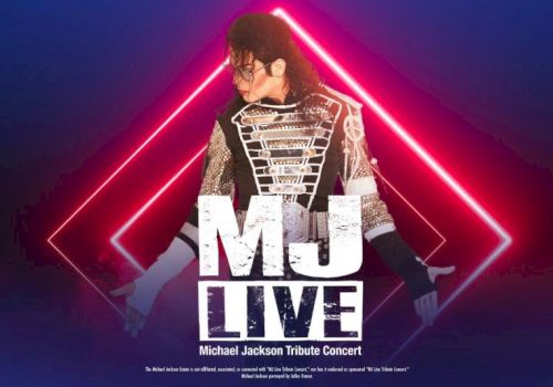 A poster for &ldquo;MU LIVE&rdquo; Michael Jackson Tribute Concert, featuring a breakdance pose against neon red and purple lights.