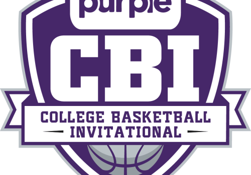 Logo for the College Basketball Invitational (CBI), featuring the word "purple" and a basketball symbol, with a purple shield design.