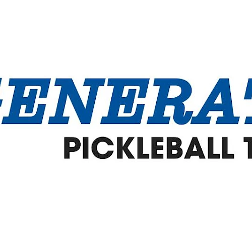 Text in blue and black reads "Generati Pickleball Tour," on a plain white background.