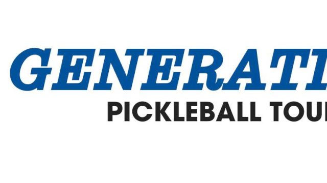 Text in blue and black reads "Generati Pickleball Tour," on a plain white background.