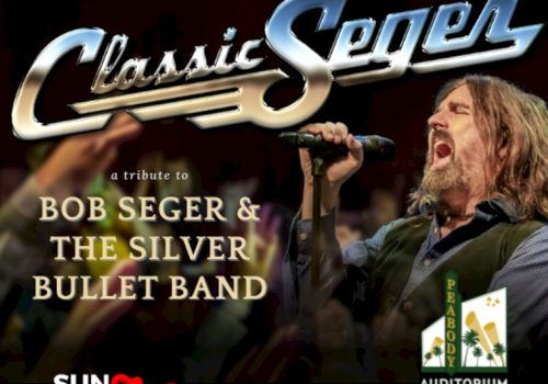 The image is a poster for "Classic Seger," a tribute to Bob Seger & The Silver Bullet Band, featuring a singer with concert details.