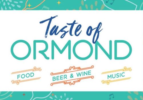 A &ldquo;Taste of Ormond&rdquo; festival poster featuring food, beer & wine, and music.