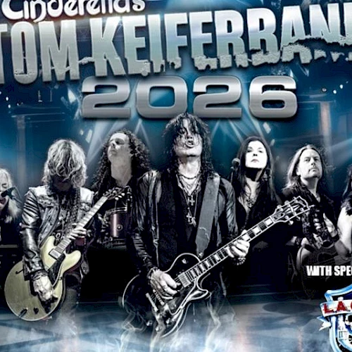 Tom Keifer Band 2026 live with L.A. Guns, on stage with guitars and lights, headline image.